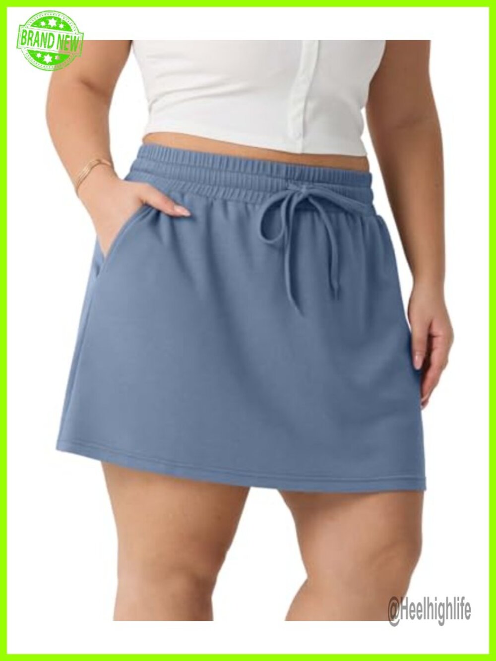Plus Size Athletic Skort with Built-in Shorts & Pockets Stretchy Tennis Golf